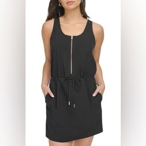 NWT-DKNY FRONT ZIP TANK MINIDRESS IN BLACK